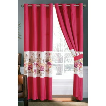 4-Pc Chic Solid Striped Curtain Set Pink Black Silver Gray Sheer Liner Drape Rod 4-Pc Chic Solid Striped Curtain Set Pink Black Silver Gray Sheer Liner Drape Rod